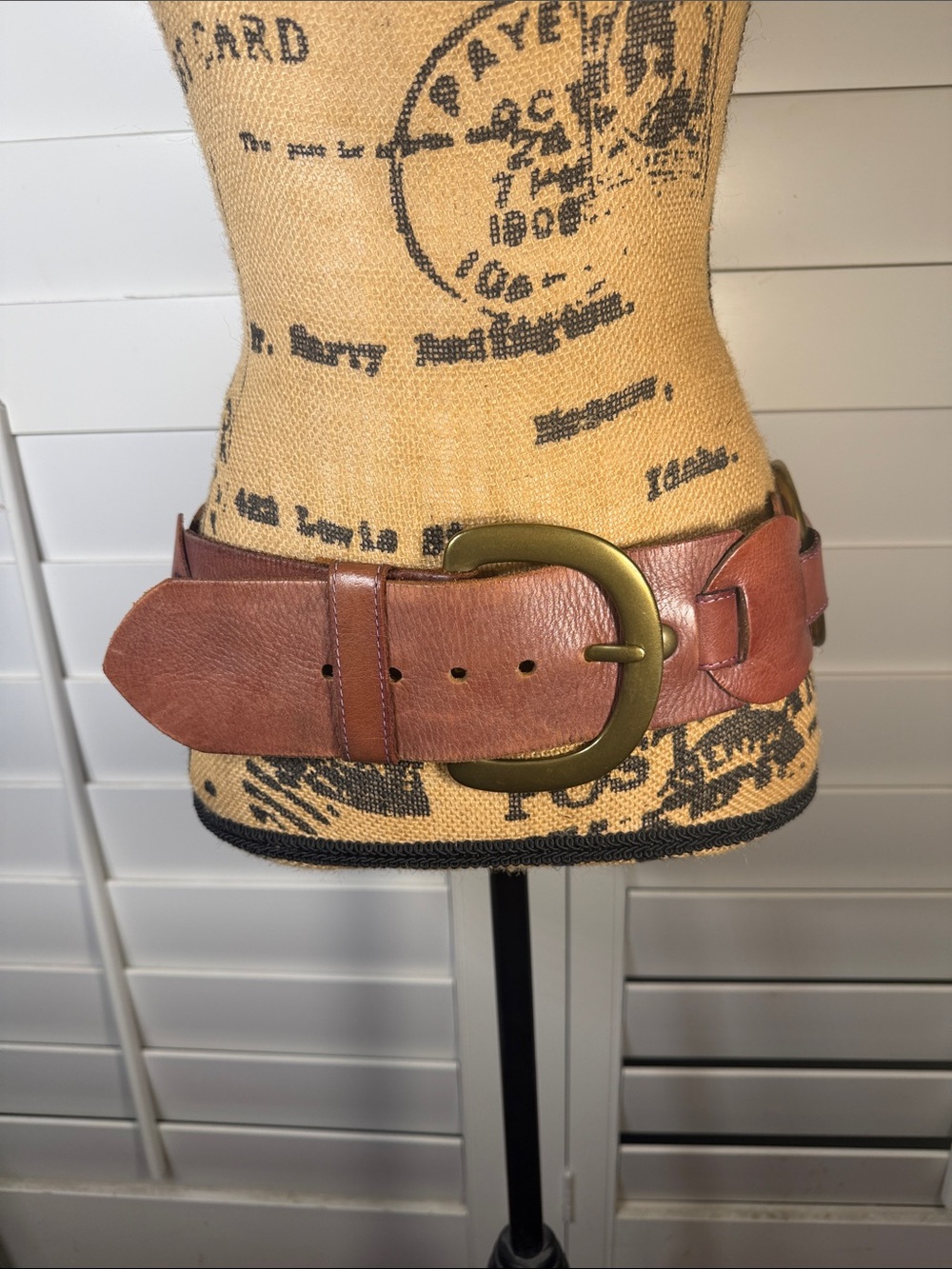 Linea Pelle Brown Leather Belt with Brass Buckle